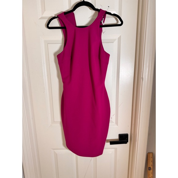 Elizabeth and James Magenta Pink Halter Neck Sheath NWT Size 4 Cocktail Mini - Picture 2 of 12